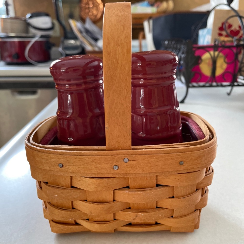 Longaberger salt and pepper shakers and basket